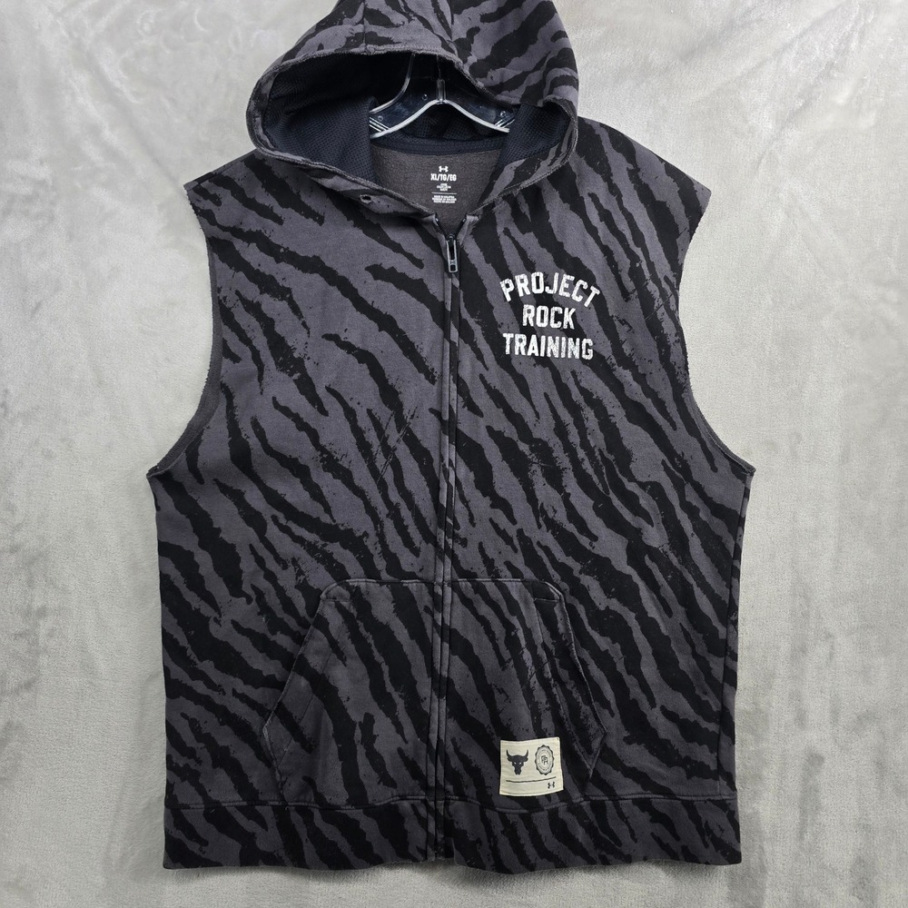 Under Armour Black & Gray Project Rock Sleeveless Zip Hoodie